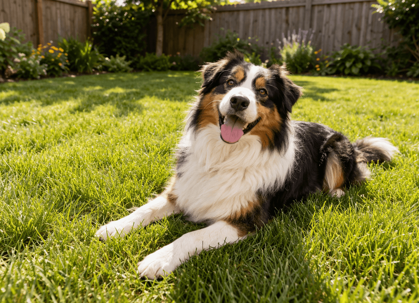 Happy dog enjoying a clean yard after pet waste removal service